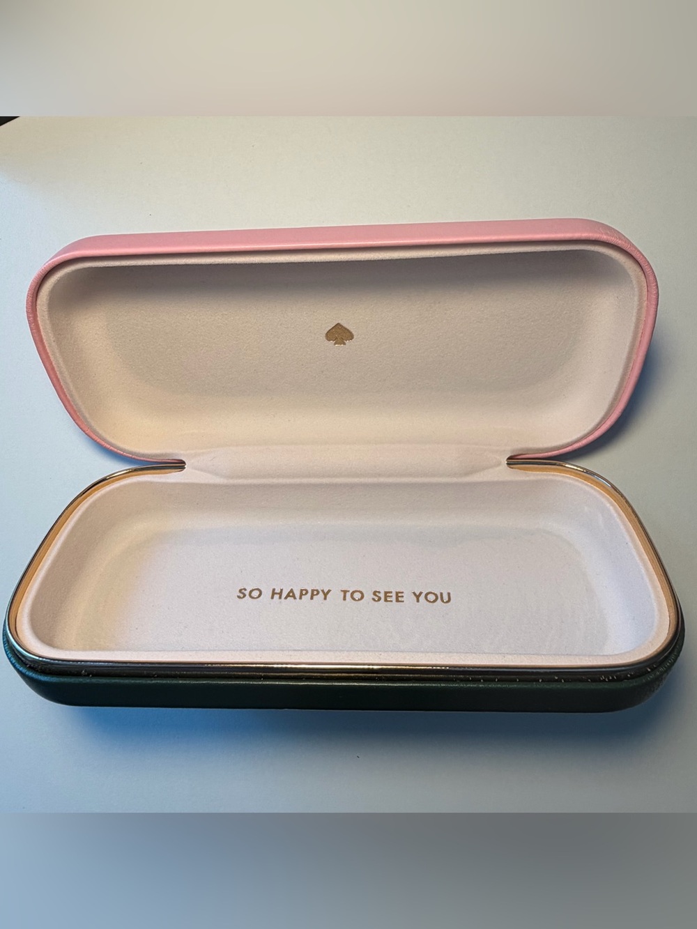 Kate Spade pink & green eyewear hard case w/ matching cleaning cloth